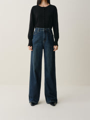 Women's Washed High-Waist Wide-Leg Jeans
