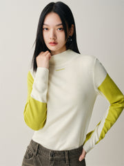 Women's Contrast Mock-Neck Knit Top