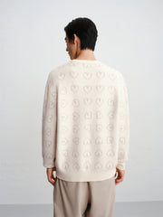 Men's Relaxed Allover Heart Jacquard Sweater