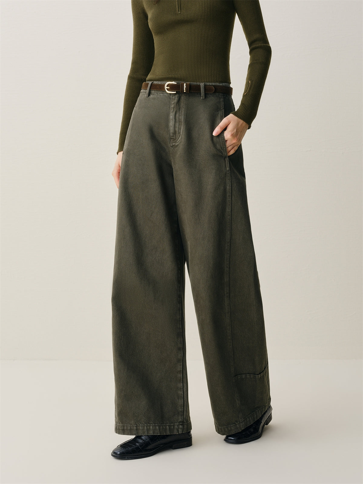 Women's High-Waist Wide-Leg Cotton Jeans