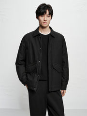 Men's Allover Black Tonal Jacquard Down Jacket
