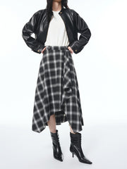 Women's Asymmetric Side-Slit Plaid Skirt