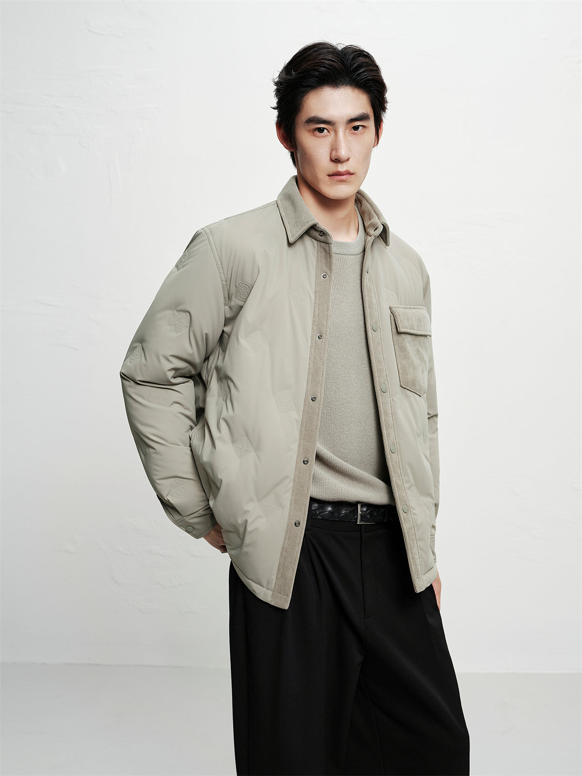 Men's Solid Lightweight Down Shirt Jacket
