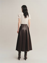 Women's PU Pleated Skirt