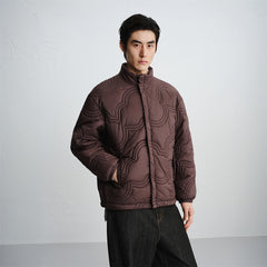 Men's Quilted Padded Jacket with Embroidery
