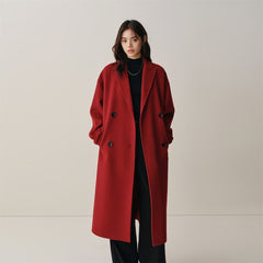Women's Oversized Extra-Long Wool Coat with Belt