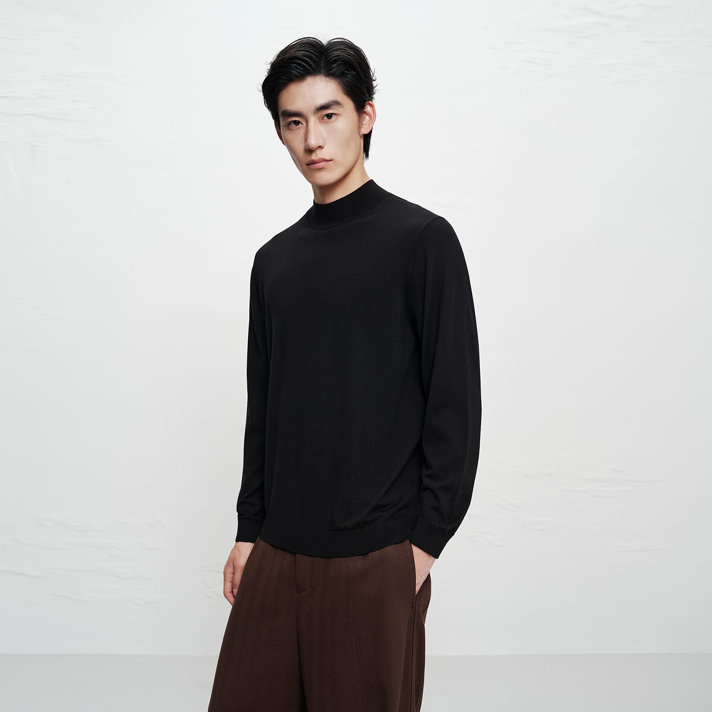 Men's Pure Wool Mock-Neck Sweater