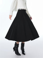 Women's High-Waisted Cotton A-Line Flared Skirt