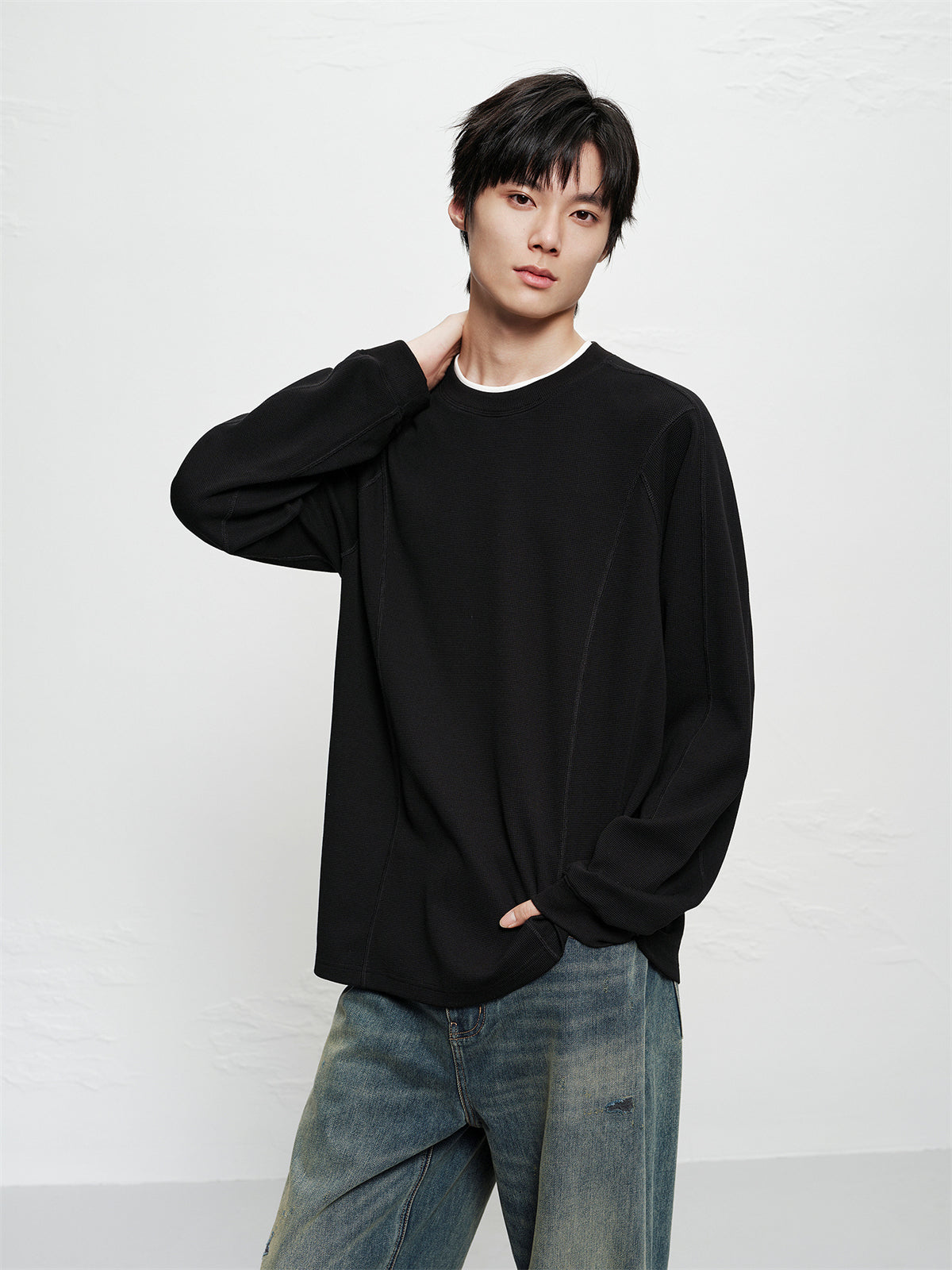 Men's Jacquard Waffle Long-Sleeve T-Shirt
