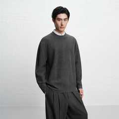 Men's Textured Solid Pullover Sweater