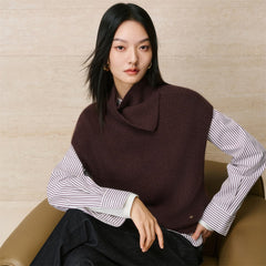 Women's Rabbit-Hair Blend Drape-Neck Modern Vest