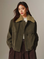 Women's Suede-Touch PU Padded Jacket