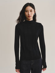 Women's Mock-Neck Vertical Jacquard Sweater