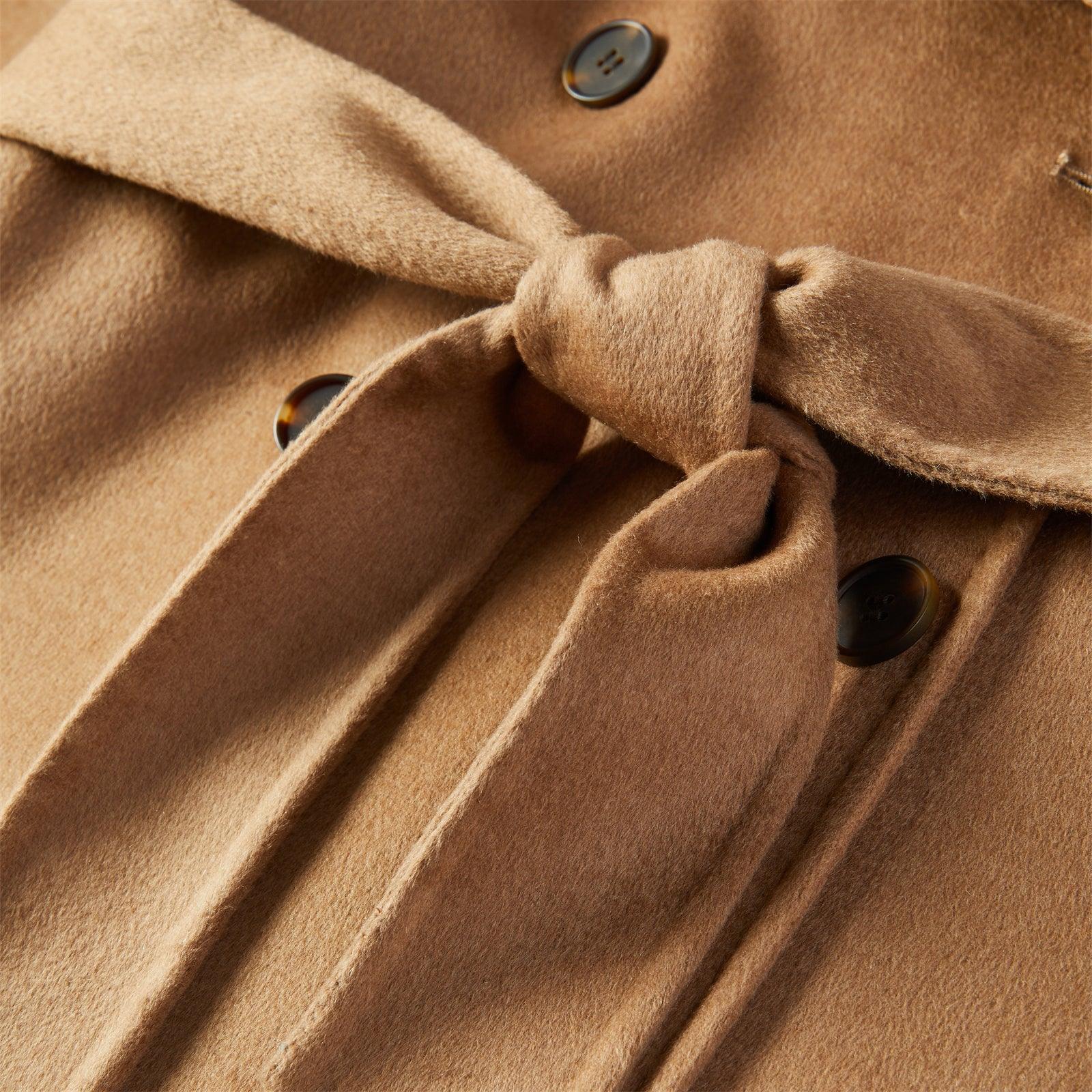 Women's Camel Belted Wool Coat