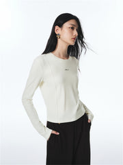 Women's Basic Seam-Detail Long-Sleeve T-Shirt