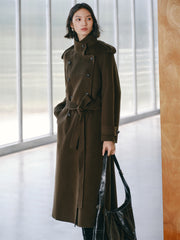 Women's Double-Breasted Trench-Style Cashmere Coat