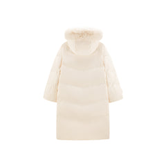 Women's Horn Button Parka Down Coat with Fox Fur Collar