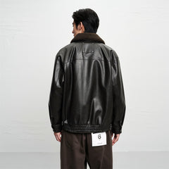 Men's PU Padded Jacket with Faux Fur Collar