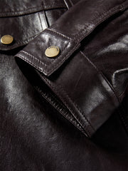 Women's Cropped Oversized Waxed Leather Jacket