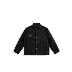 Men's Black Patchwork Denim Jacket