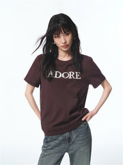Women's Raised Letter Embroidery T-Shirt