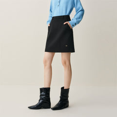 Women's Black Brushed A-Line Mini Skirt