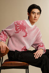 Men's Chinese-Inspired Contrast Jacquard Sweater