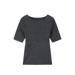 Women's Slim-Fit Stretch Wool-Blend Short-Sleeve Top