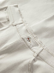 Men's Casual Straight-Leg Denim-Look White Pants