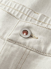 Men's Casual Straight-Leg Denim-Look White Pants