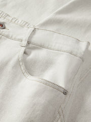 Men's Casual Straight-Leg Denim-Look White Pants