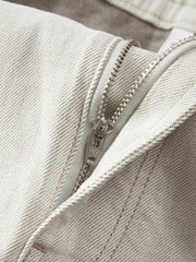 Men's Casual Straight-Leg Denim-Look White Pants