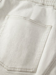 Men's Casual Straight-Leg Denim-Look White Pants