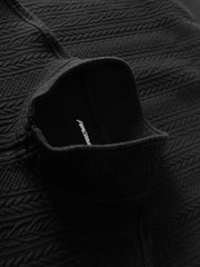 Men's Casual Cable-Texture Mock-Neck Zip Sweatshirt