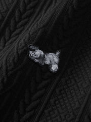 Men's Casual Cable-Texture Mock-Neck Zip Sweatshirt