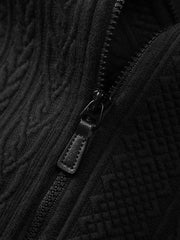 Men's Casual Cable-Texture Mock-Neck Zip Sweatshirt
