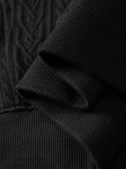 Men's Casual Cable-Texture Mock-Neck Zip Sweatshirt