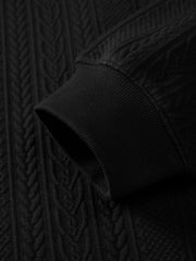 Men's Casual Cable-Texture Mock-Neck Zip Sweatshirt