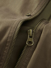 Men's Cargo-Style Stand-Collar Solid Jacket