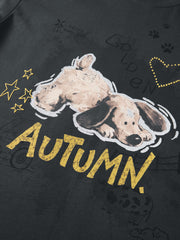 Men's Casual Cartoon Puppy Crewneck  T-Shirt