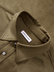 Men's Casual Faux-Suede Embroidered Long-Sleeve Shirt