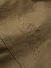 Men's Casual Faux-Suede Embroidered Long-Sleeve Shirt