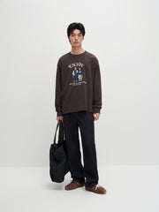 Men's Vintage Contrast-Stitch Wide-Leg Jeans
