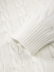 Men's Old Money Style Cable-Knit 30% Wool Sweater
