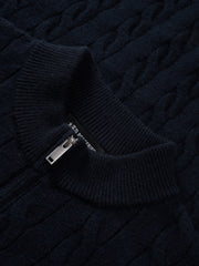 Men's Old Money Style Cable-Knit 30% Wool Sweater