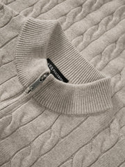 Men's Old Money Style Cable-Knit 30% Wool Sweater