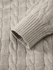 Men's Old Money Style Cable-Knit 30% Wool Sweater