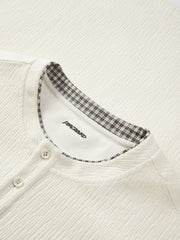 Men's Casual Cream Henley Sweatshirt