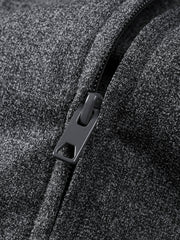 Men's Casual Gray Stand-Collar Sweatshirt Cardigan