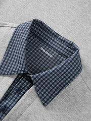 Men's Casual Faux-Layer Shirt-Collar Sweatshirt